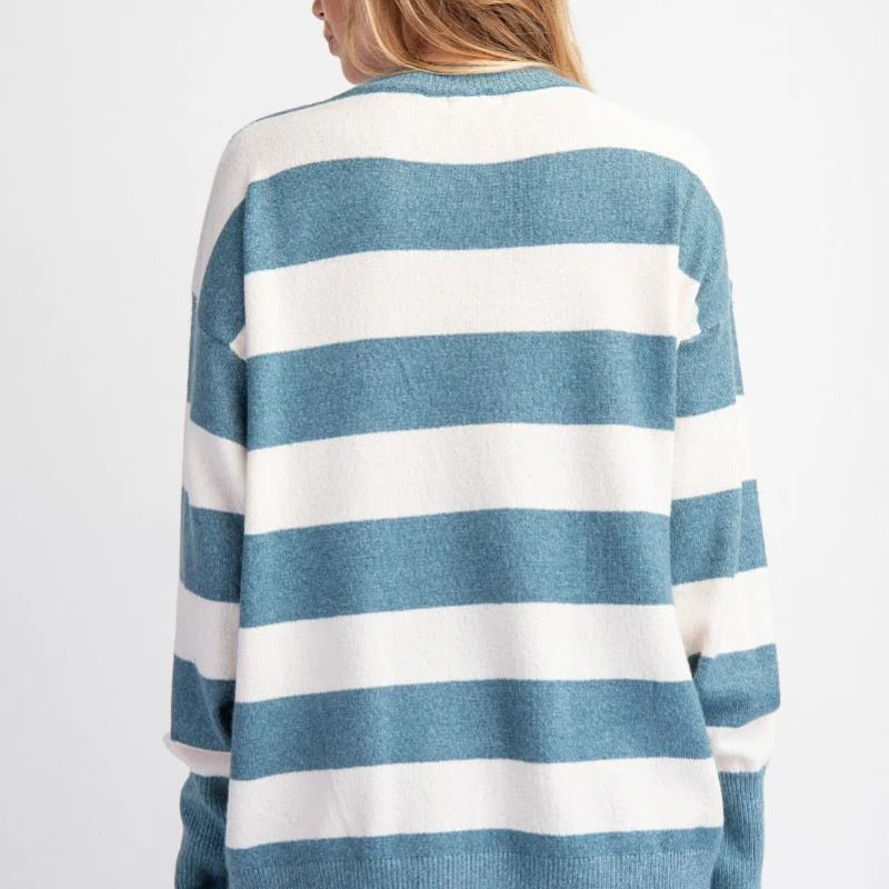 Women’s Cozy Round Neck Sweater with Bow Detail