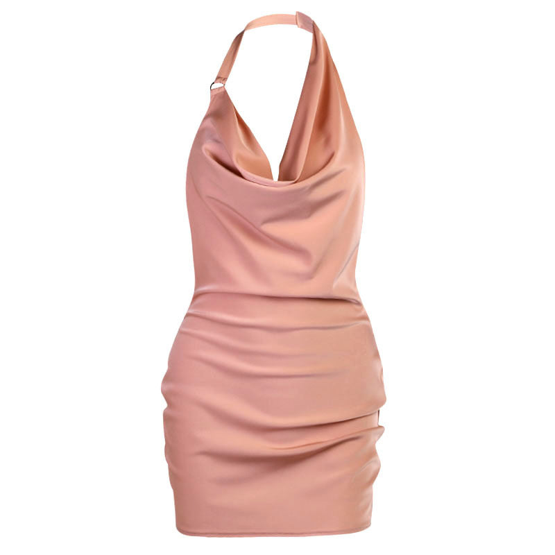 Chic Satin V-Neck Backless Mini Dress - Perfect for Summer Parties!