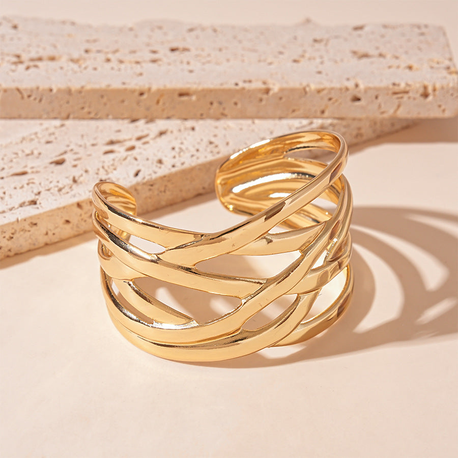 Glossy Geometric Layered Bracelet for Women – Modern Fashion Style