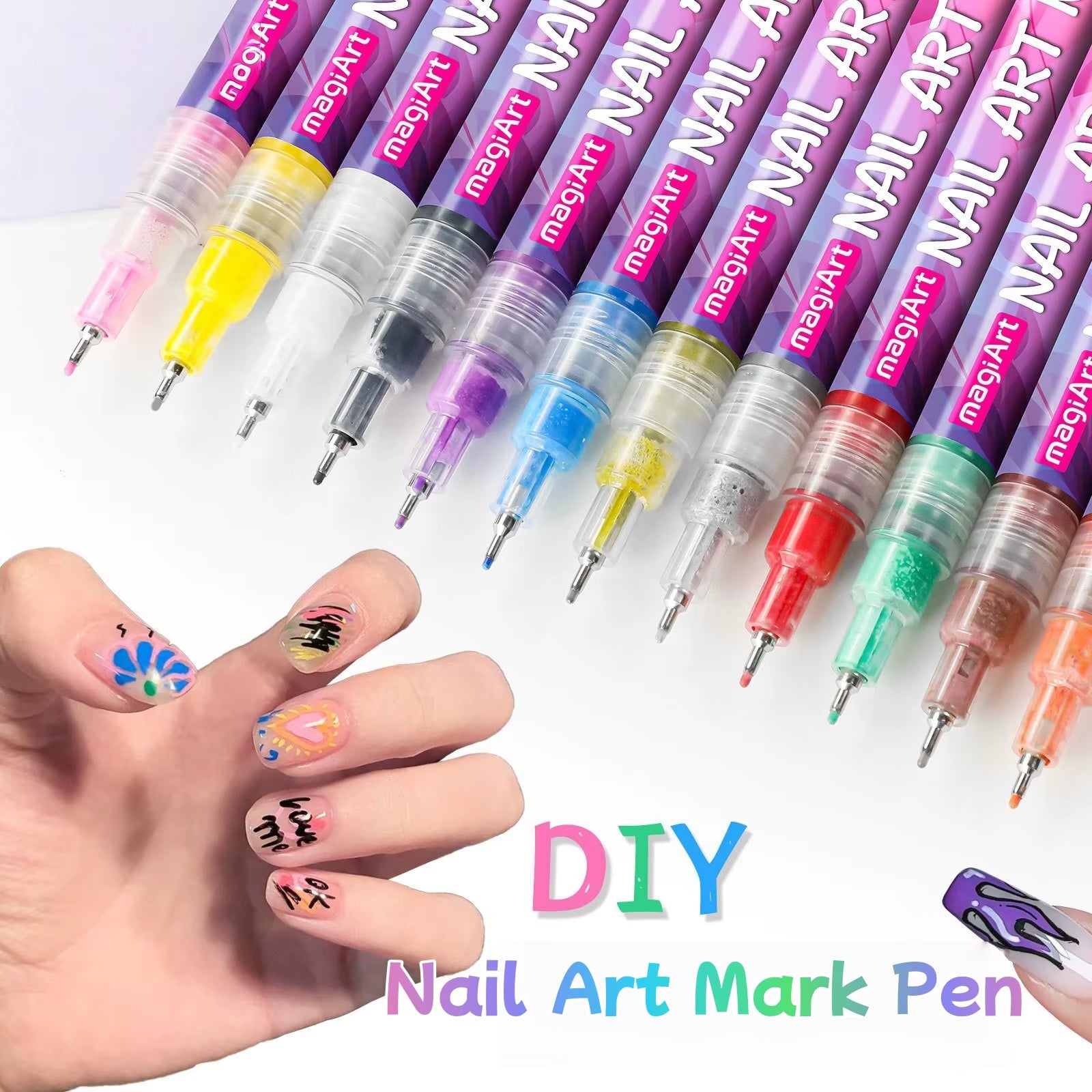 12-Pack Nail Art Design Pens – Quick-Dry Waterproof 0.5mm Acrylic Painting Set