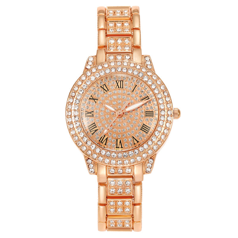 Women’s Starry Rhinestone Luxury Watch – Roman Numeral Diamond Dial