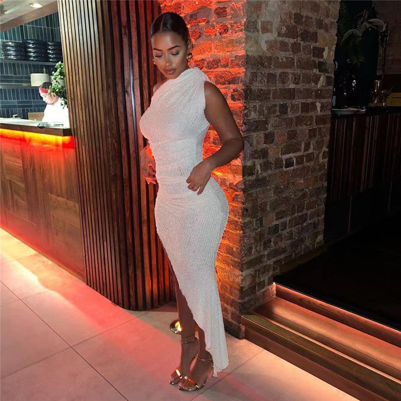 Elegant Asymmetrical One-Shoulder Party Dress