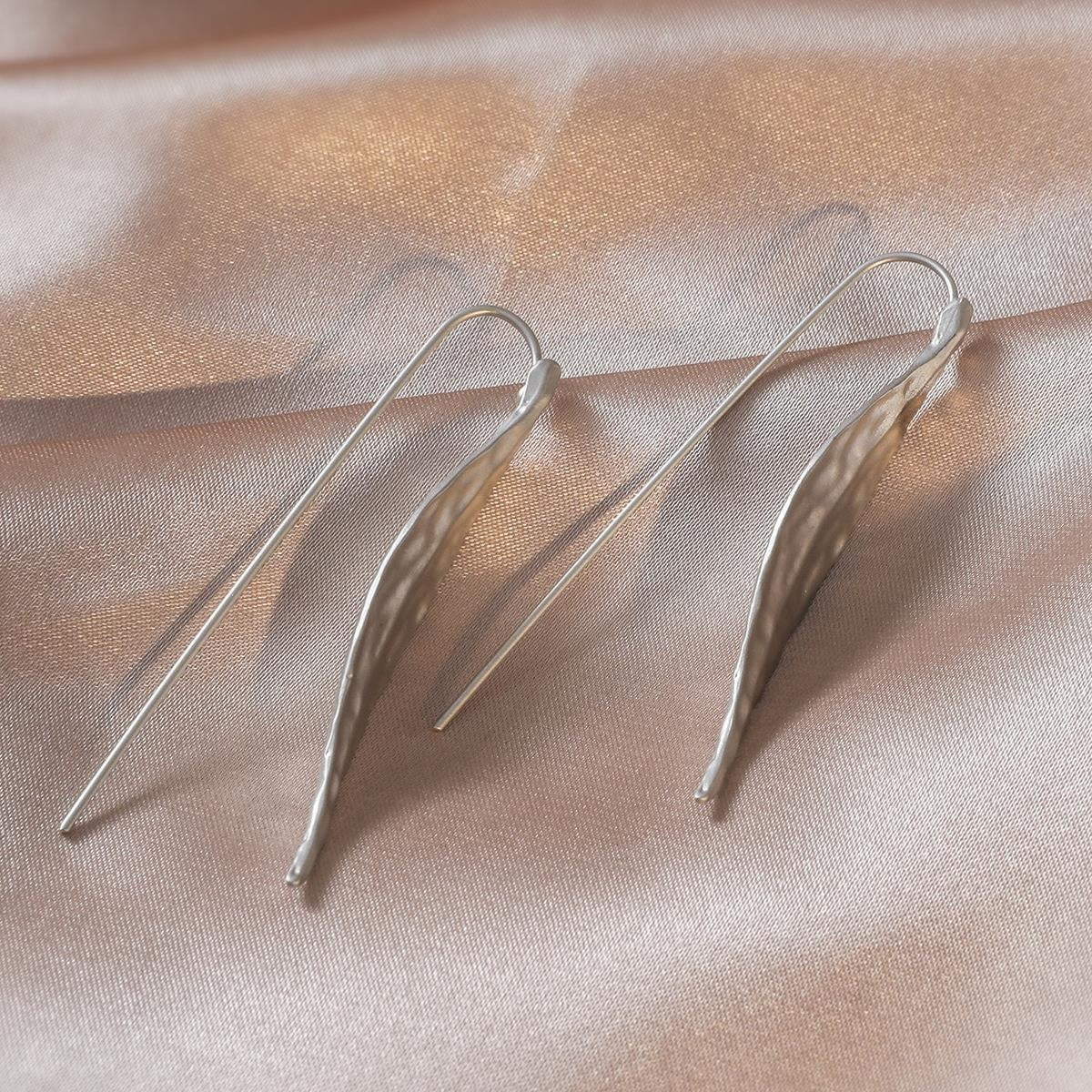 Gold Leaf Ear Hook Earrings – Modern Minimal Style