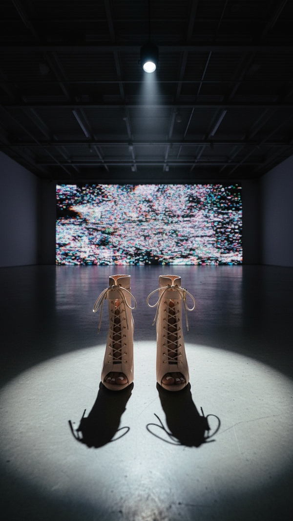 Women's Plus Size Lace-Up Mesh Peep Toe High Heels – Stylish & Breathable Design