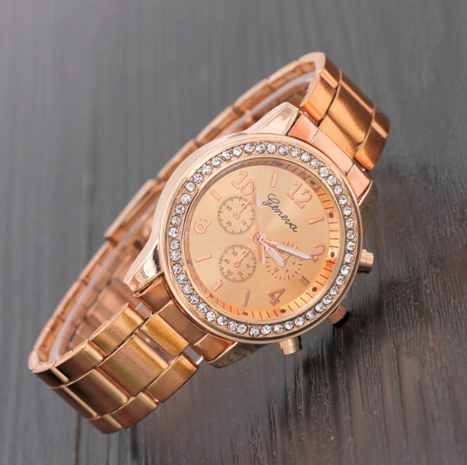 Elegant Diamond Alloy Steel Band Women's Watch