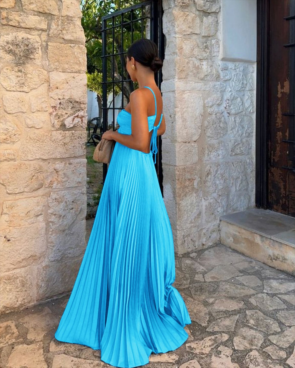 Halter Pleated Sleeveless Sling Dress  