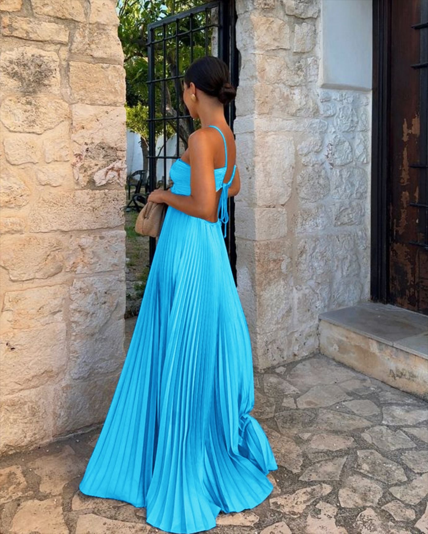 Halter Pleated Sleeveless Sling Dress  