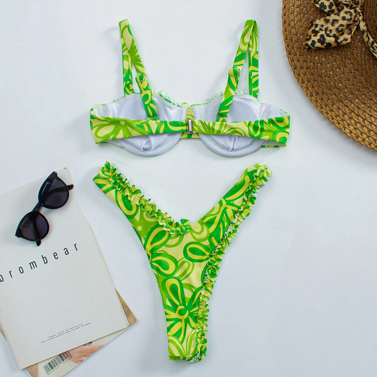 TideWave Split Strap Halter Bikini Set