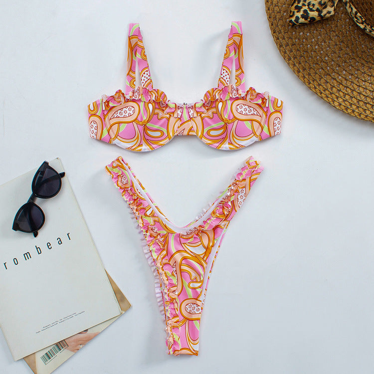 TideWave Split Strap Halter Bikini Set