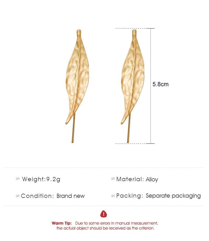 Gold Leaf Ear Hook Earrings – Modern Minimal Style