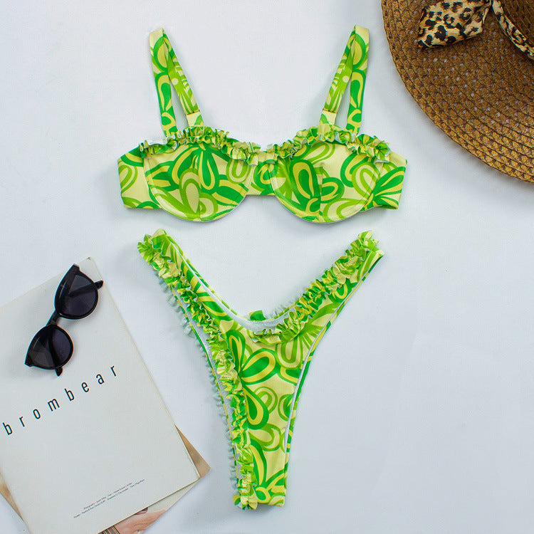 TideWave Split Strap Halter Bikini Set