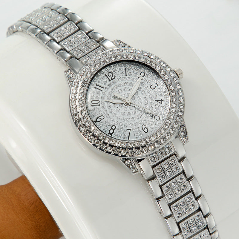 Women’s Starry Rhinestone Luxury Watch – Roman Numeral Diamond Dial