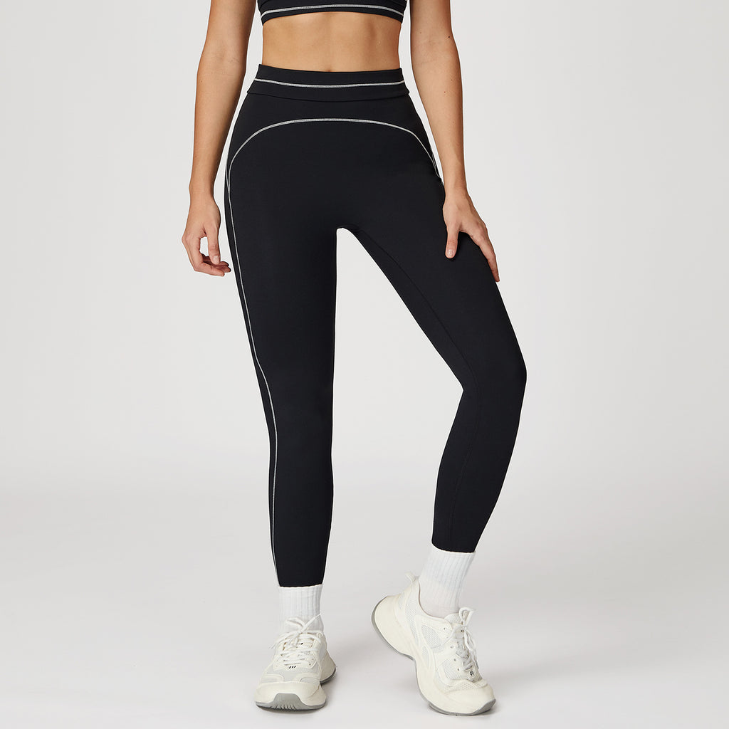 High-Waisted Contrast Color Yoga Pants – Fold Over Brushed Fitness Leggings