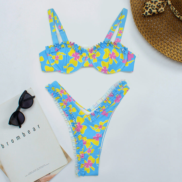 TideWave Split Strap Halter Bikini Set