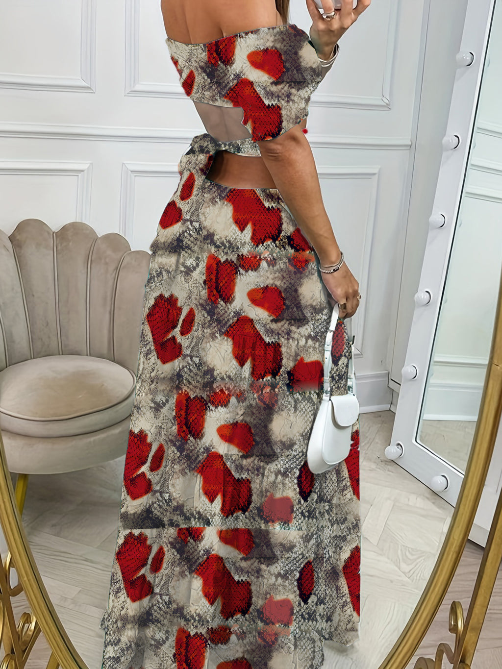 Chic Hollow Waist Summer Dress with One-Line Collar - Perfect for Vacation!