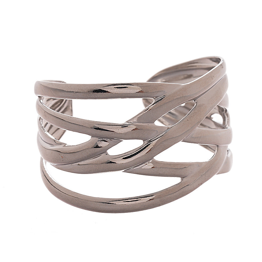 Glossy Geometric Layered Bracelet for Women – Modern Fashion Style