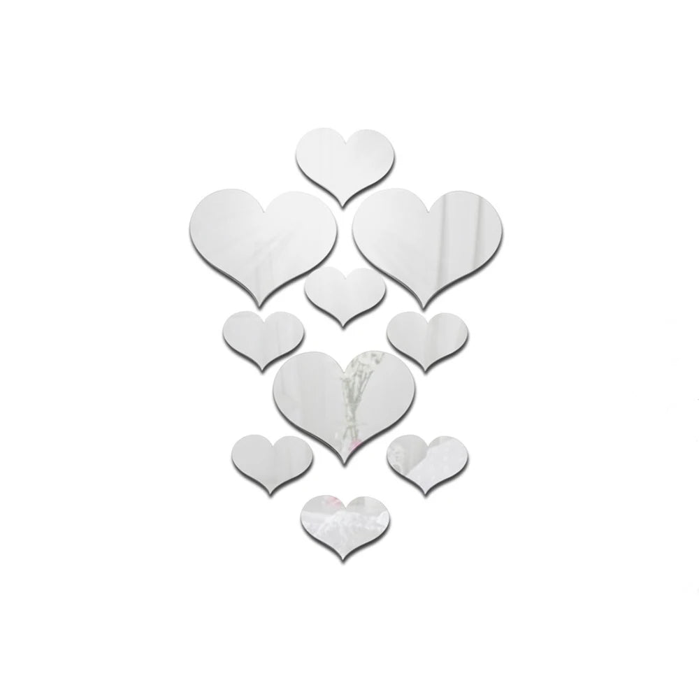 CrystalHeart Wall Accents – Reflective Décor Set (10-Piece)