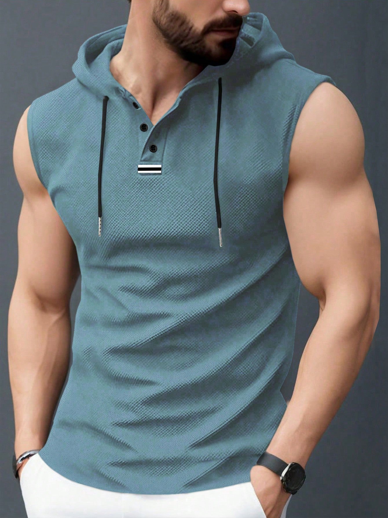 Men’s Sleeveless Hooded Streetwear Tee