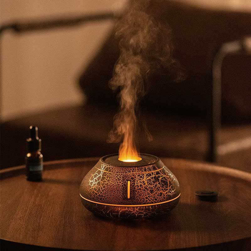 Luxe Flame Simulation Humidifier – Colorful LED Aroma Diffuser