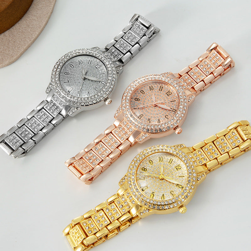 Women’s Starry Rhinestone Luxury Watch – Roman Numeral Diamond Dial