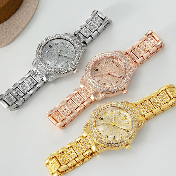 Women’s Starry Rhinestone Luxury Watch – Roman Numeral Diamond Dial