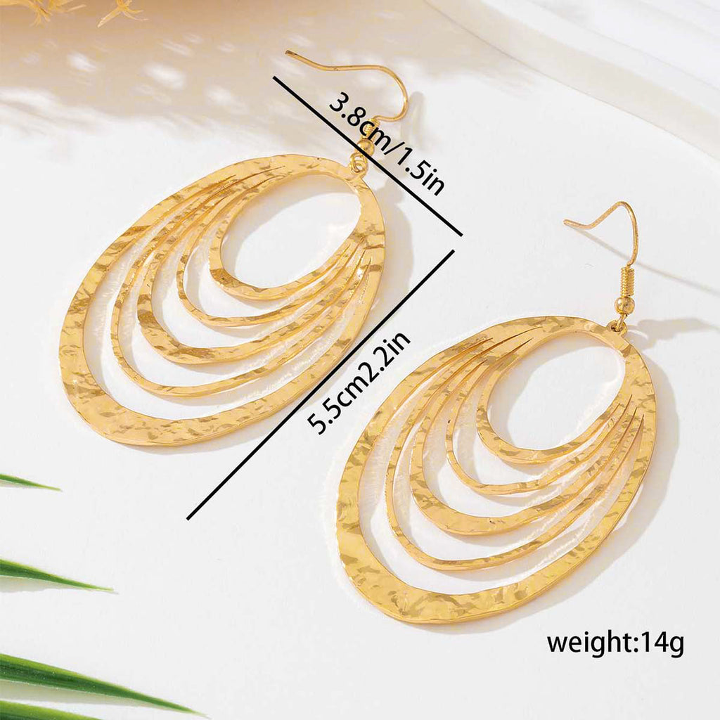Triple Oval Gold Dangle Earrings – Stainless Steel