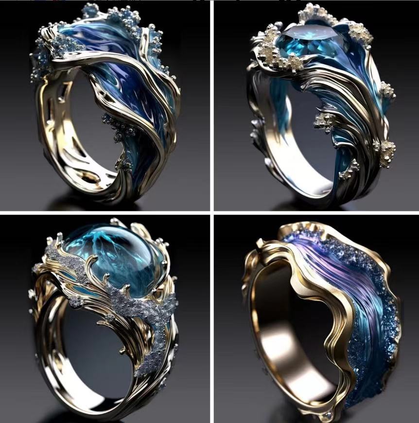 Hailang Modern Resin Gem Ring