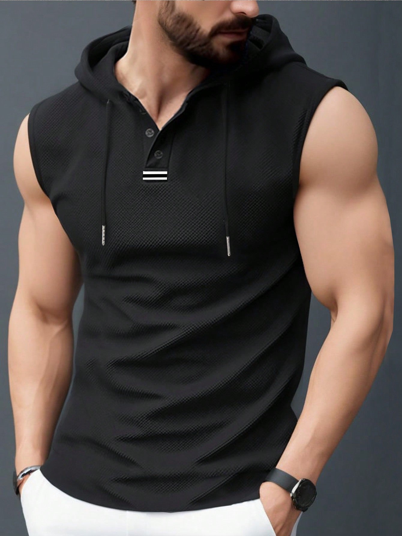 Men’s Sleeveless Hooded Streetwear Tee