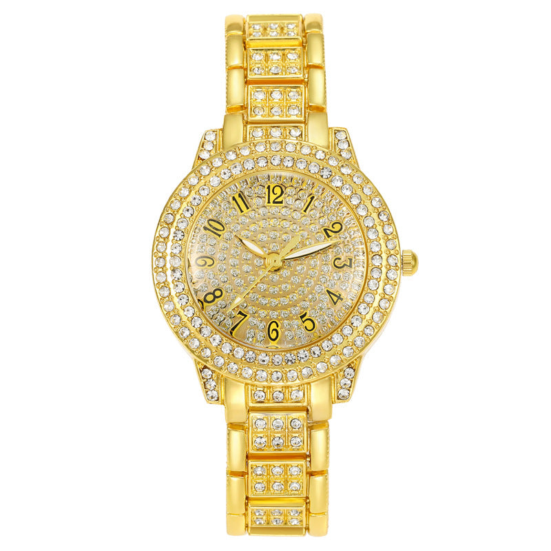 Women’s Starry Rhinestone Luxury Watch – Roman Numeral Diamond Dial