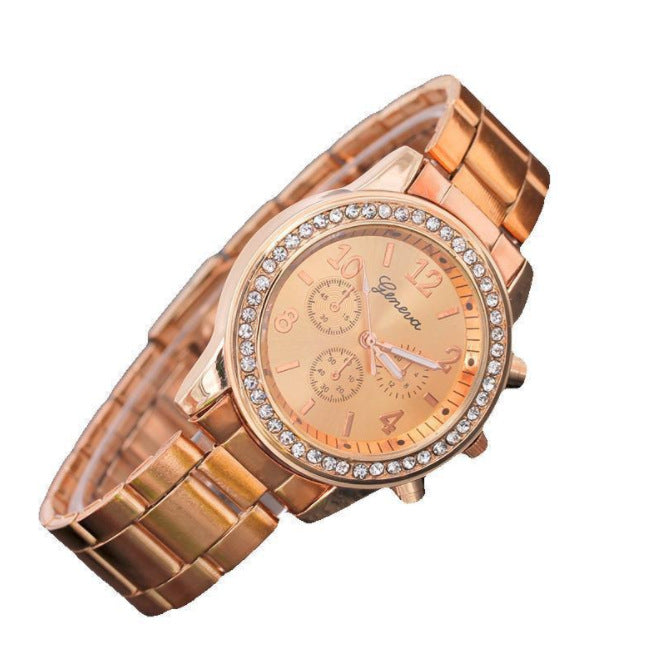 Elegant Diamond Alloy Steel Band Fashion Watch